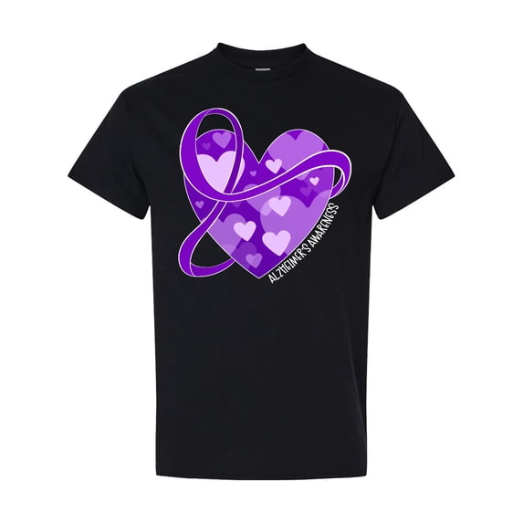 Inktastic Alzheimers Awareness Purple Ribbon Around Heart T-Shirt