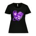 thumbnail image 1 of Inktastic Alzheimers Awareness Purple Ribbon Around Heart Women's Plus Size T-Shirt, 1 of 5