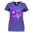 thumbnail image 1 of Inktastic Alzheimers Awareness Purple Ribbon Around Heart Women's V-Neck T-Shirt, 1 of 5