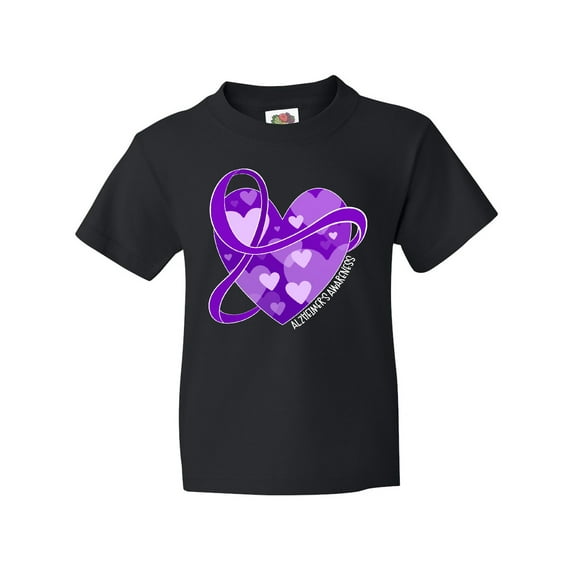 Inktastic Alzheimers Awareness Purple Ribbon Around Heart Youth T-Shirt