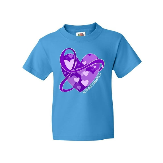 Inktastic Alzheimers Awareness Purple Ribbon Around Heart Youth T-Shirt