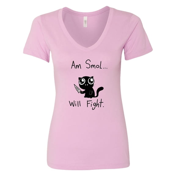Inktastic Am Smol Will Fight Women's V-Neck T-Shirt