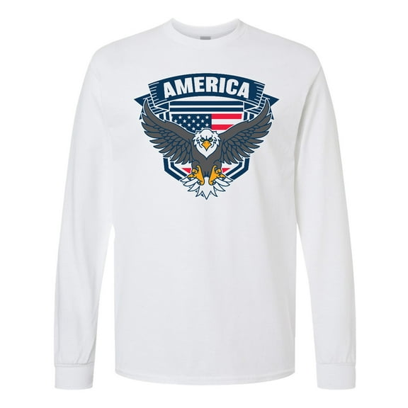 Inktastic America with Eagle Shield and Banner Long Sleeve T-Shirt