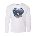 thumbnail image 1 of Inktastic America with Eagle Shield and Banner Long Sleeve Youth T-Shirt, 1 of 5