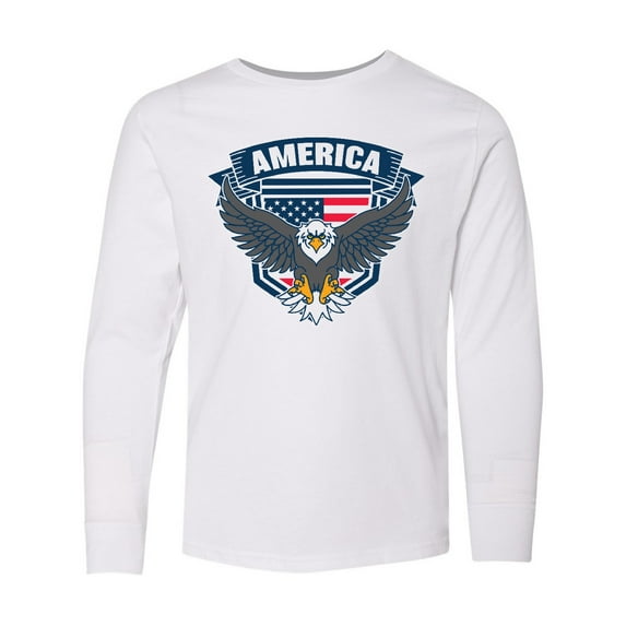 Inktastic America with Eagle Shield and Banner Long Sleeve Youth T-Shirt