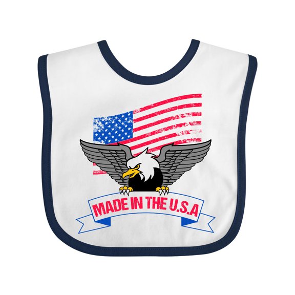 Inktastic American Flag Made in the USA with Bald Eagle Boys or Girls Baby Bib