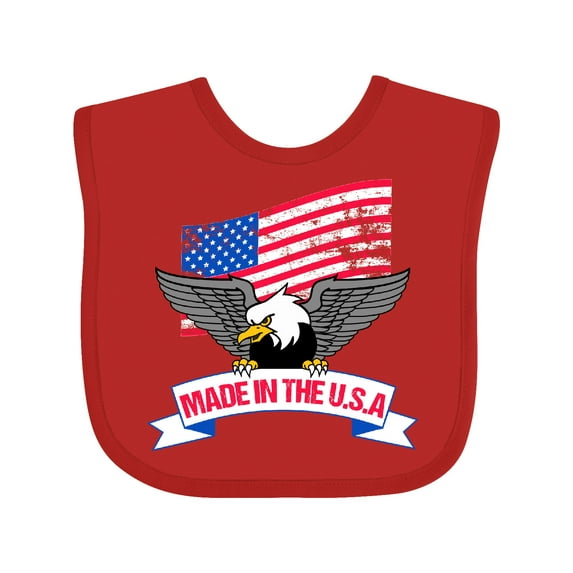 Inktastic American Flag Made in the USA with Bald Eagle Boys or Girls Baby Bib