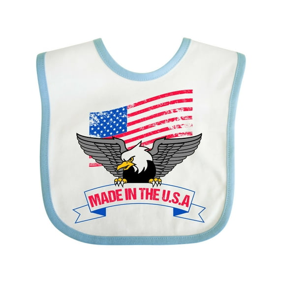 Inktastic American Flag Made in the USA with Bald Eagle Boys or Girls Baby Bib