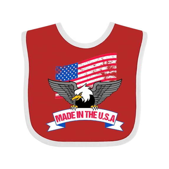 Inktastic American Flag Made in the USA with Bald Eagle Boys or Girls Baby Bib
