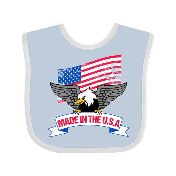 Inktastic American Flag Made in the USA with Bald Eagle Boys or Girls Baby Bib