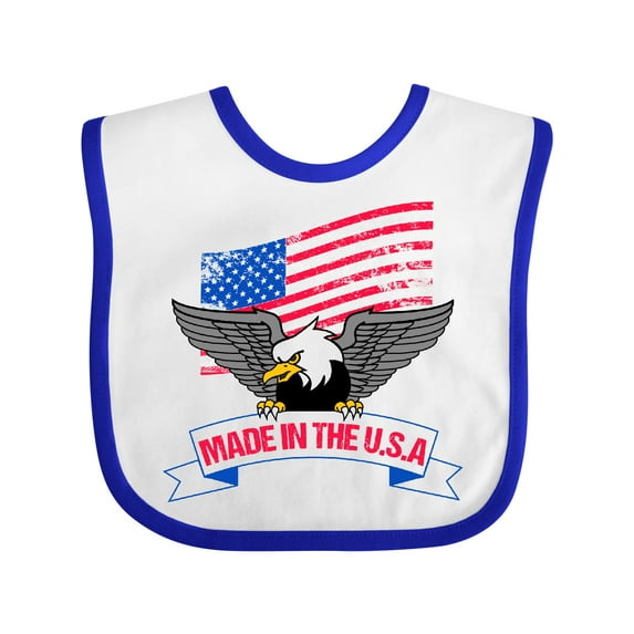 Inktastic American Flag Made in the USA with Bald Eagle Boys or Girls Baby Bib