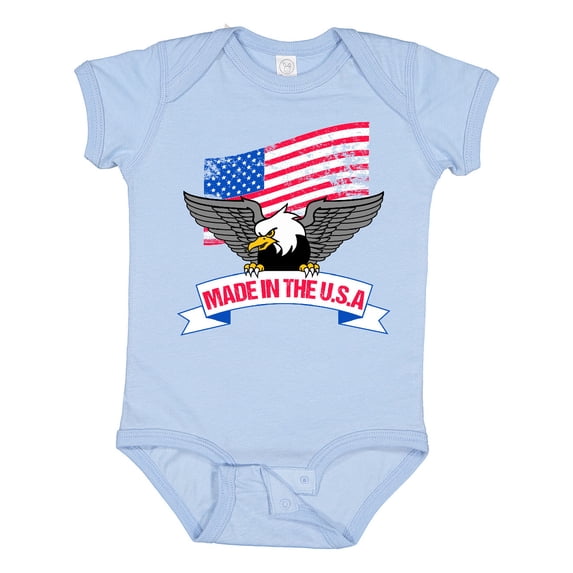 Inktastic American Flag Made in the USA with Bald Eagle Boys or Girls Baby Bodysuit