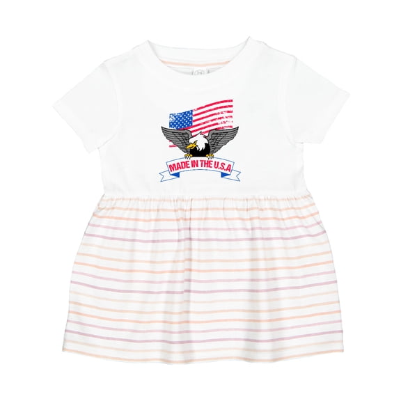 Inktastic American Flag Made in the USA with Bald Eagle Girls Baby Dress