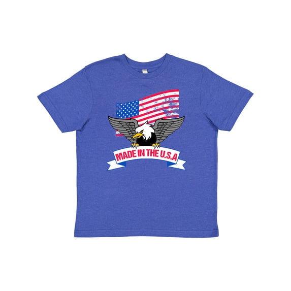 Inktastic American Flag Made in the USA with Bald Eagle Youth T-Shirt