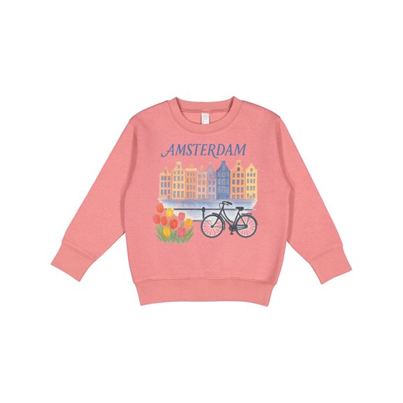 Inktastic Amsterdam Cityscape with Bicycle and Tulips Toddler Sweatshirt
