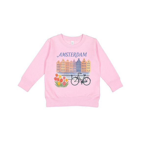 Inktastic Amsterdam Cityscape with Bicycle and Tulips Toddler Sweatshirt