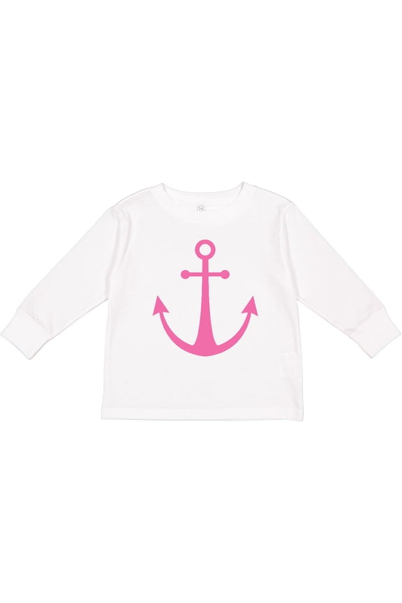 Anchor Nautical Pink Girls Long Sleeve Toddler T-Shirt