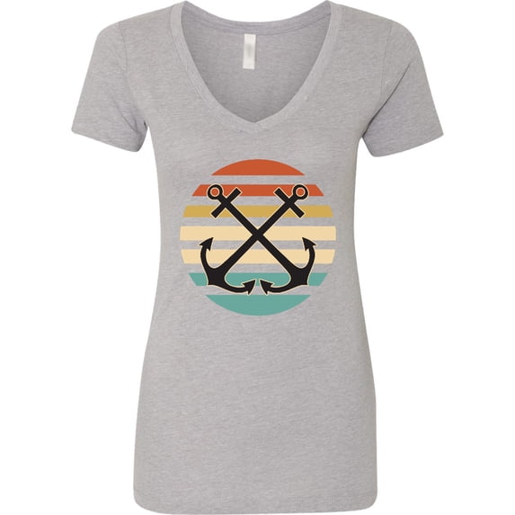 Inktastic Anchor Nautical Sailing Sunset Women's V-Neck T-Shirt