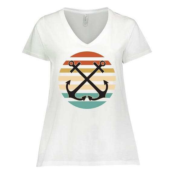 Inktastic Anchor Nautical Sailing Sunset Women's Plus Size V-Neck T-Shirt