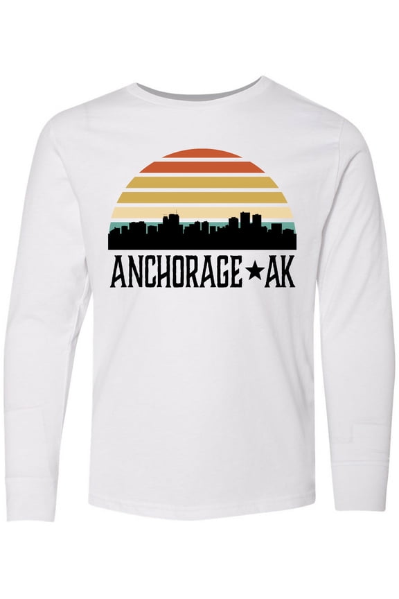 Anchorage Alaska Skyline Long Sleeve Youth T-Shirt