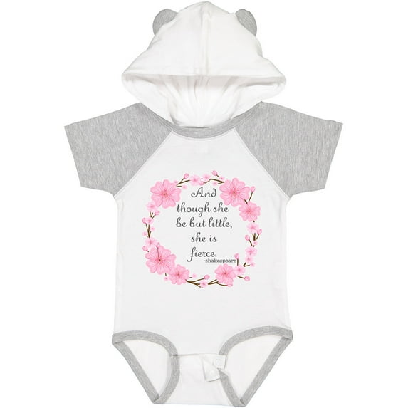Inktastic And Though She Be but Little She is Fierce Girls Baby Bodysuit