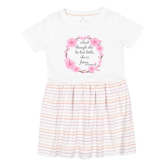 Inktastic And Though She Be but Little She is Fierce Girls Toddler Dress