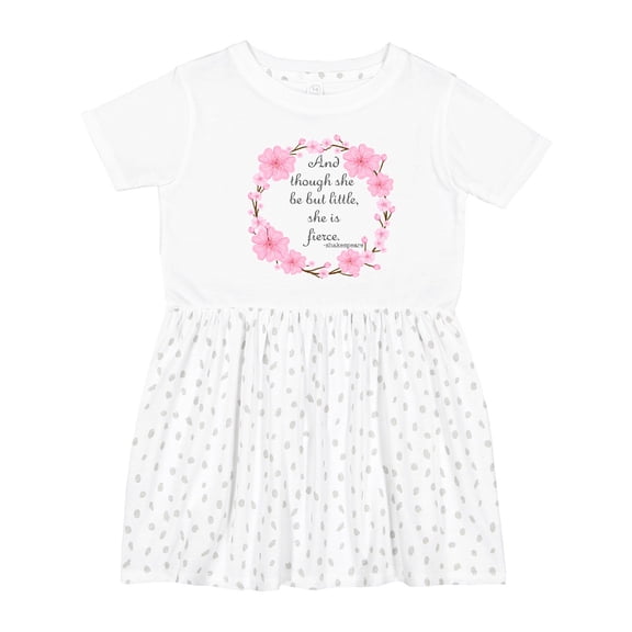 Inktastic And Though She Be but Little She is Fierce Girls Toddler Dress