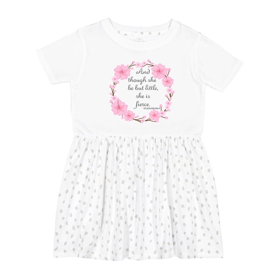 Inktastic And Though She Be but Little She is Fierce Girls Toddler Dress
