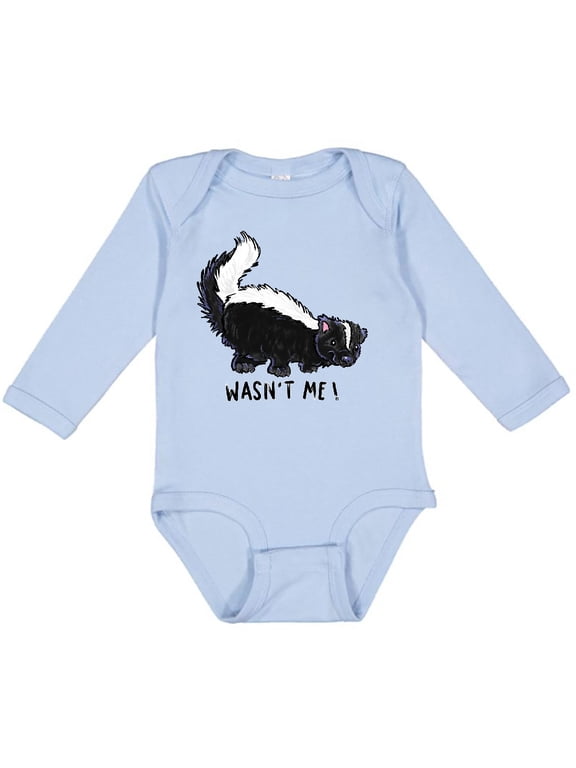 Animals Cute Skunk Wasn't Me Boys or Girls Long Sleeve Baby Bodysuit