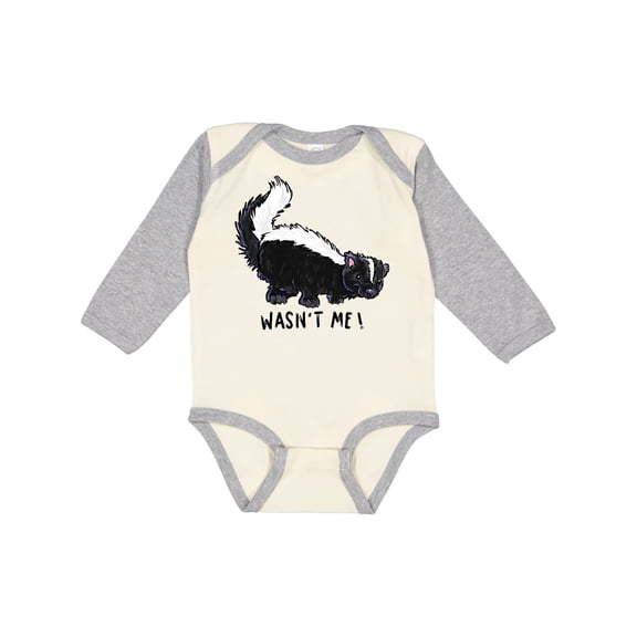 Inktastic Animals Cute Skunk Wasn't Me Boys or Girls Long Sleeve Baby Bodysuit