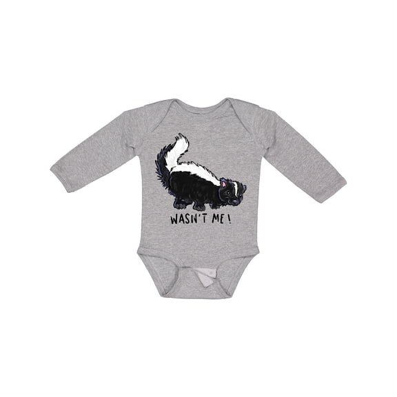 Inktastic Animals Cute Skunk Wasn't Me Boys or Girls Long Sleeve Baby Bodysuit