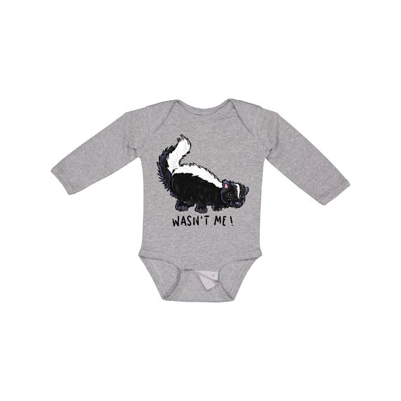 Inktastic Animals Cute Skunk Wasn't Me Boys or Girls Long Sleeve Baby Bodysuit