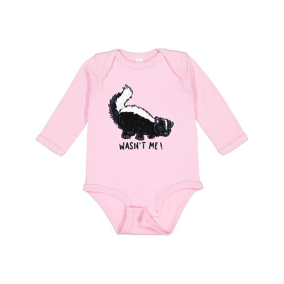 Inktastic Animals Cute Skunk Wasn't Me Boys or Girls Long Sleeve Baby Bodysuit