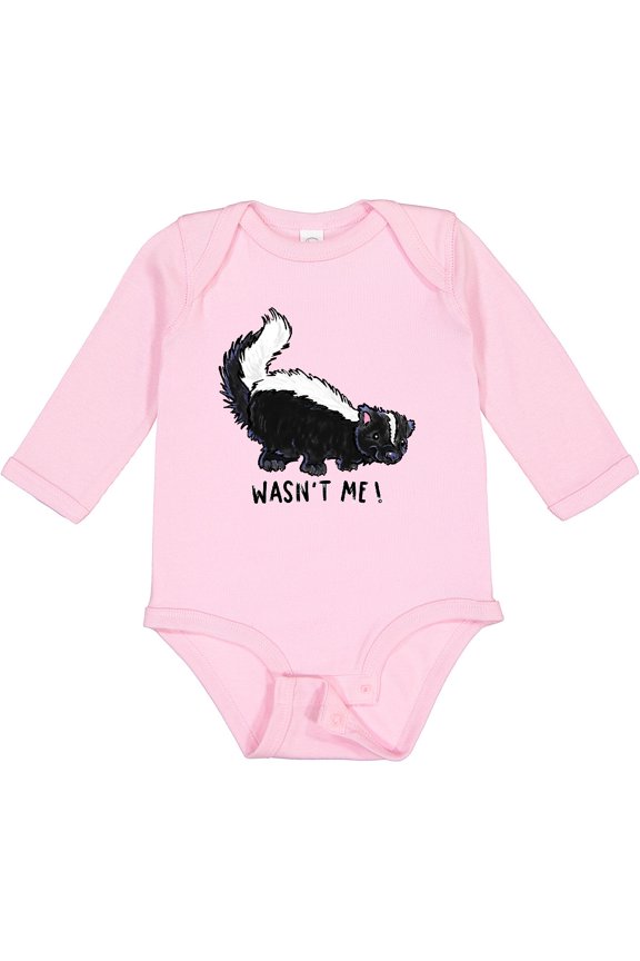 Animals Cute Skunk Wasn't Me Boys or Girls Long Sleeve Baby Bodysuit