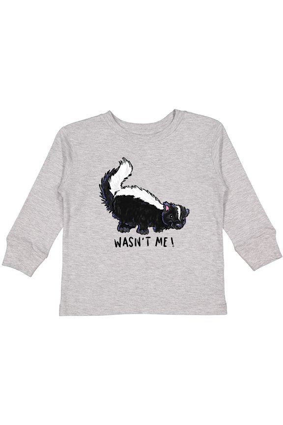 Animals Cute Skunk Wasn't Me Boys or Girls Long Sleeve Toddler T-Shirt