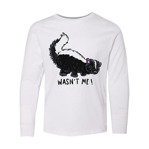 Inktastic Animals Cute Skunk Wasn't Me Long Sleeve Youth T-Shirt
