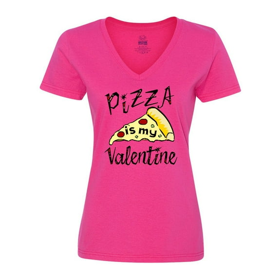 Inktastic Anti-Valentine's Pizza is my Valentine Women's V-Neck T-Shirt