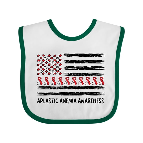 Inktastic Aplastic Anemia Awareness Red and White Ribbons and Flag Boys or Girls Baby Bib