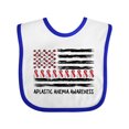 thumbnail image 1 of Inktastic Aplastic Anemia Awareness Red and White Ribbons and Flag Boys or Girls Baby Bib, 1 of 4