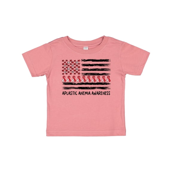 Inktastic Aplastic Anemia Awareness Red and White Ribbons and Flag Boys or Girls Baby T-Shirt