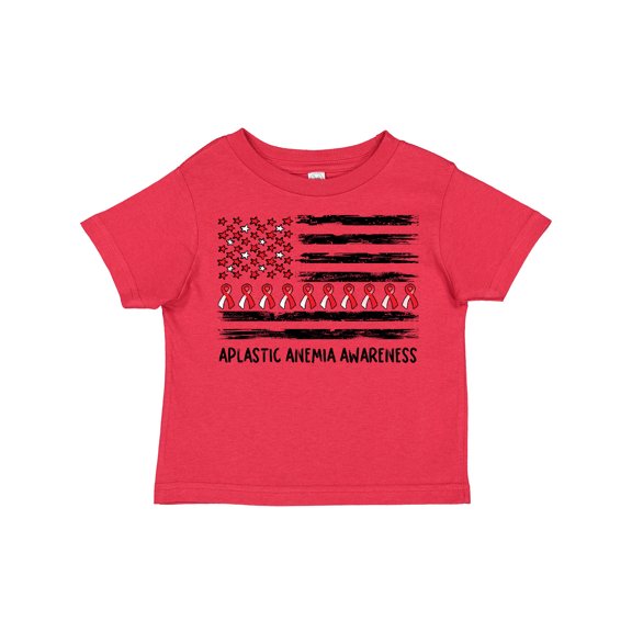 Inktastic Aplastic Anemia Awareness Red and White Ribbons and Flag Boys or Girls Toddler T-Shirt