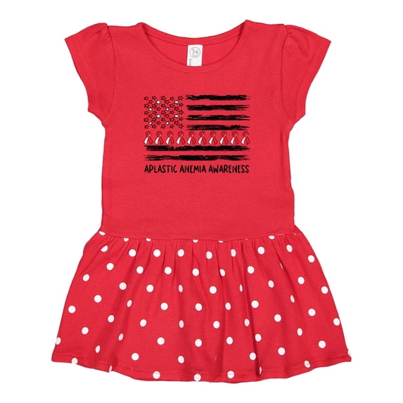 Inktastic Aplastic Anemia Awareness Red and White Ribbons and Flag Girls Toddler Dress