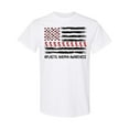 thumbnail image 1 of Inktastic Aplastic Anemia Awareness Red and White Ribbons and Flag T-Shirt, 1 of 5