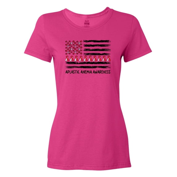 Inktastic Aplastic Anemia Awareness Red and White Ribbons and Flag Women's T-Shirt