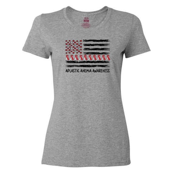 Inktastic Aplastic Anemia Awareness Red and White Ribbons and Flag Women's T-Shirt