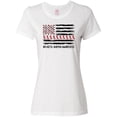 thumbnail image 1 of Inktastic Aplastic Anemia Awareness Red and White Ribbons and Flag Women's T-Shirt, 1 of 5