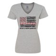 thumbnail image 1 of Inktastic Aplastic Anemia Awareness Red and White Ribbons and Flag Women's V-Neck T-Shirt, 1 of 5