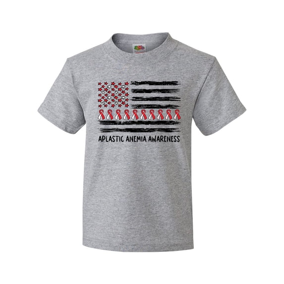 Inktastic Aplastic Anemia Awareness Red and White Ribbons and Flag Youth T-Shirt