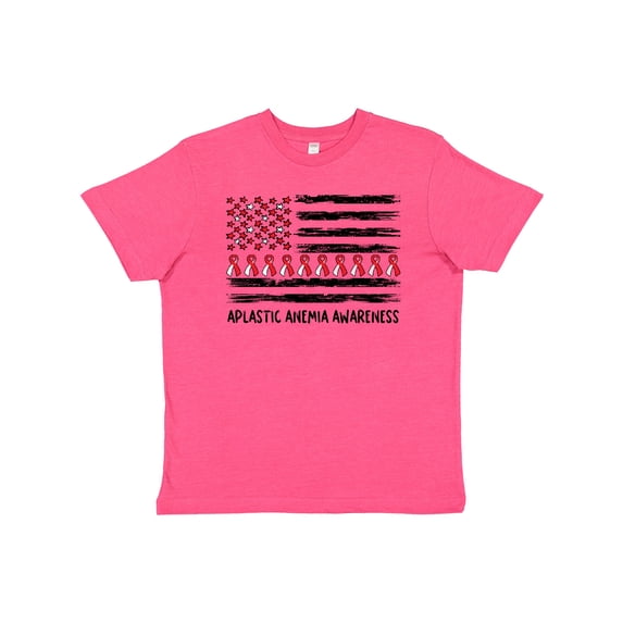 Inktastic Aplastic Anemia Awareness Red and White Ribbons and Flag Youth T-Shirt