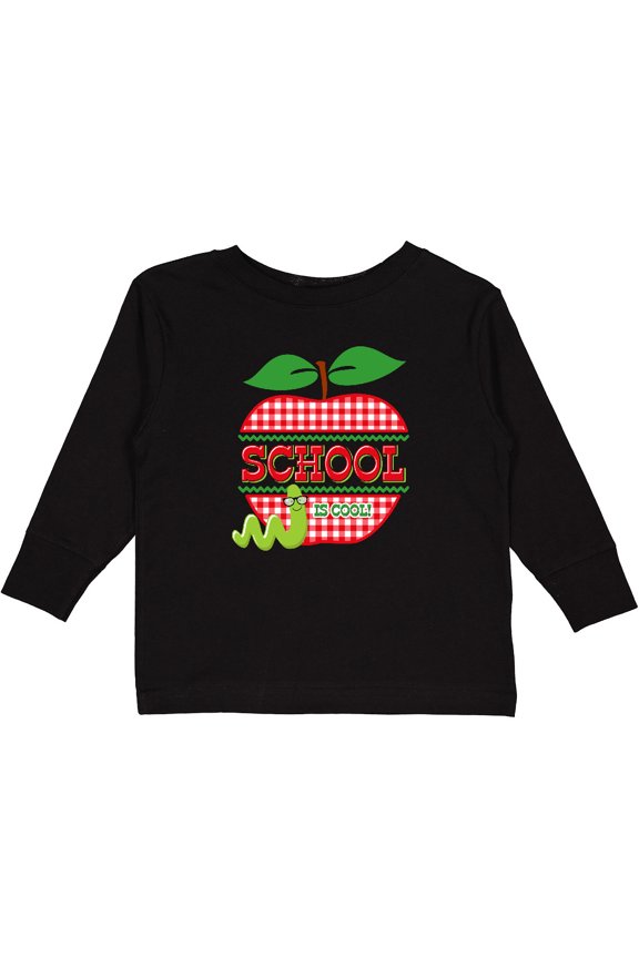 Apple School is Cool Girls Long Sleeve Toddler T-Shirt
